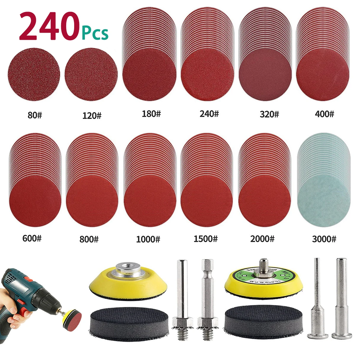 120/240 szt. 2-calowe 50mm tarcze szlifierskie podkładki 60-3000 Grit zestaw ściernych podkładek polerskich do… 120/240 szt. 2-calowe 50mm tarcze szlifierskie podkładki 60-3000 Grit zestaw ściernych podkładek polerskich do…