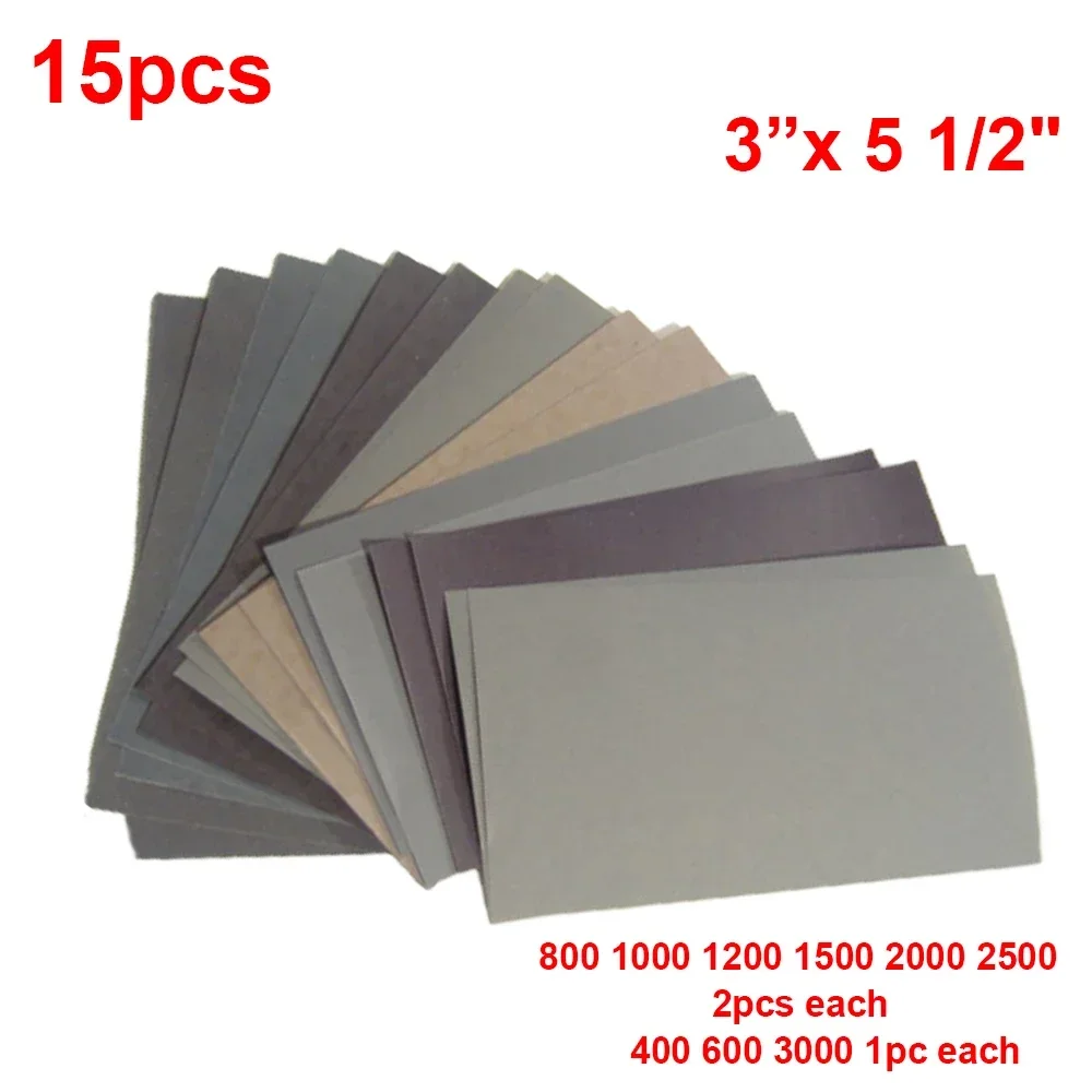 15 sztuk/zestaw Papier Ścierny 400 600 3000 800 1000 1200 1500 2000 2500 Gradacji Papier do Szlifowania na…