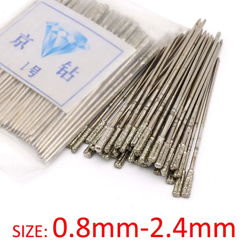 2-100 sztuk 0.8-2.4mm wiertło diamentowe wiertła stałe igła do biżuterii ceramiczny Jadeit agat bursztynowy…