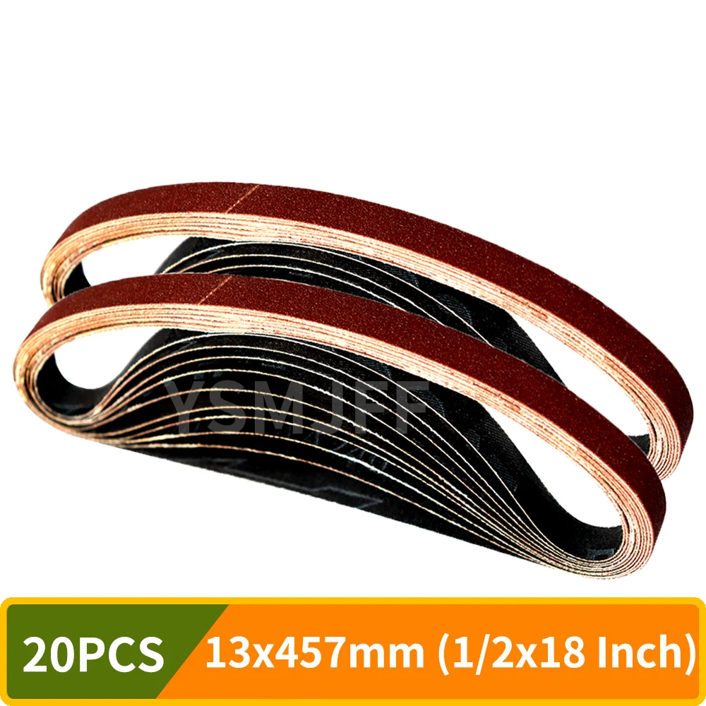 20 szt. Taśmy szlifierskie 457x13mm, ziarnistość 40-1000 1/2 „x 18” taśmy ścierne z tlenku glinu do szlifierki…