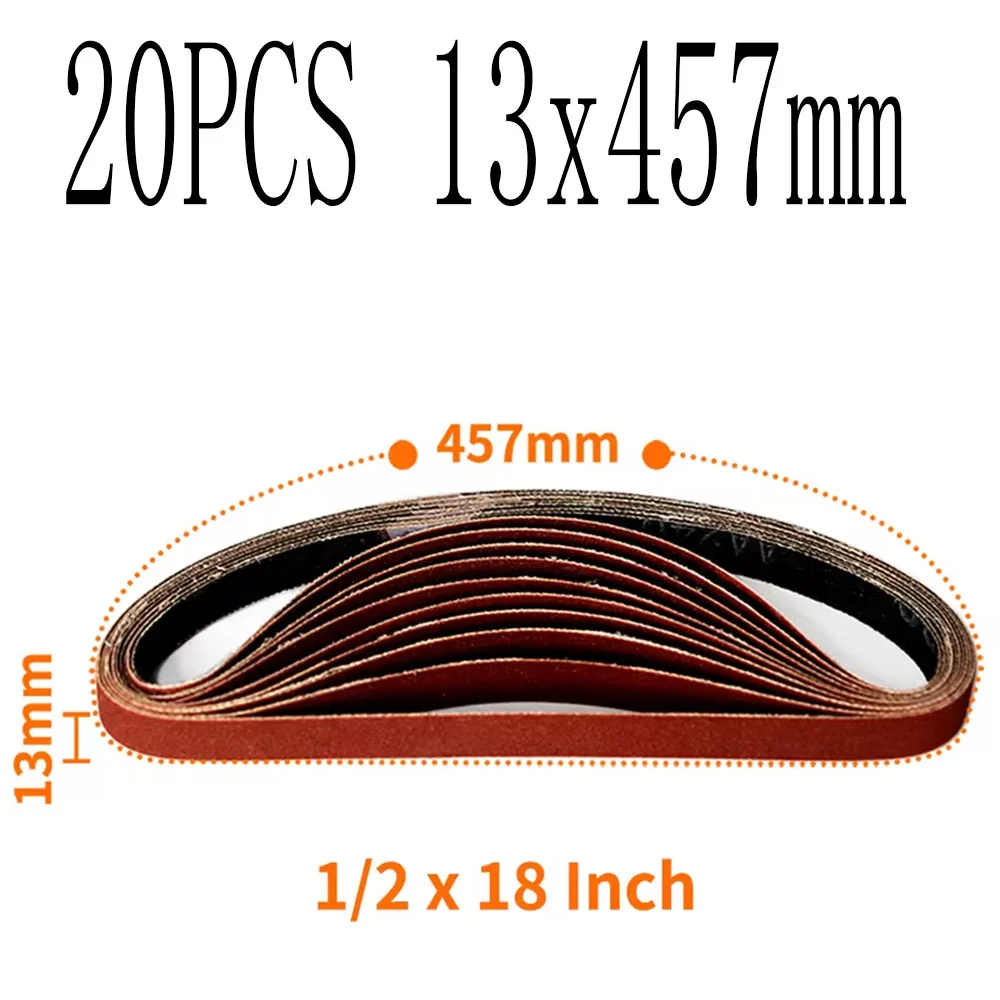 20 szt. Taśmy szlifierskie 457x13mm, ziarnistość 40-1000 1/2 „x 18” taśmy ścierne z tlenku glinu do szlifierki… 20 szt. Taśmy szlifierskie 457x13mm, ziarnistość 40-1000 1/2 „x 18” taśmy ścierne z tlenku glinu do szlifierki…