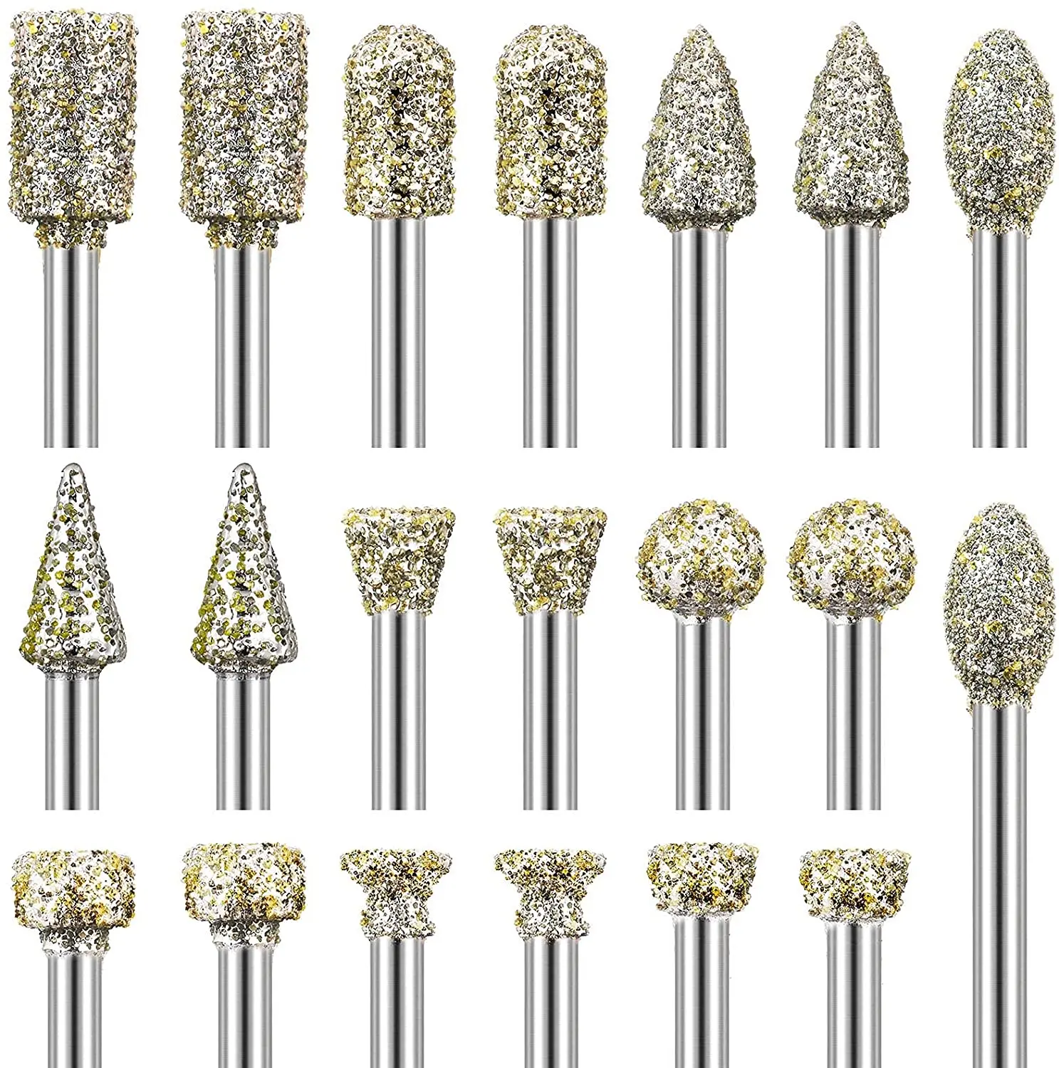 20 sztuk 3mm Shank akcesoria Dremel diamentowa głowica szlifierska narzędzia ścierne Mini wiertarka zadziory…