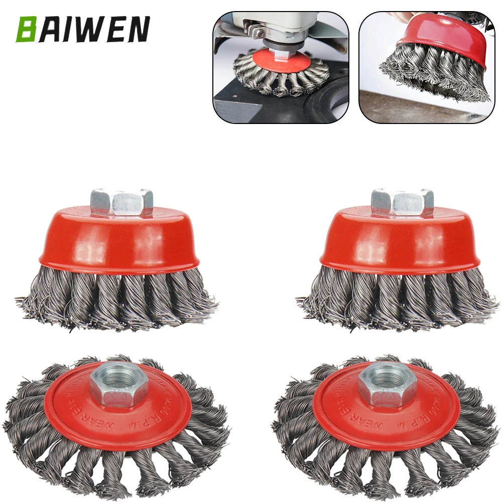 2szt 75/100mm Szczotka druciana z węzłem śrubowym do szlifierki kątowej Szczotki z drutu stalowego i metali ze… 2szt 75/100mm Szczotka druciana z węzłem śrubowym do szlifierki kątowej Szczotki z drutu stalowego i metali ze…