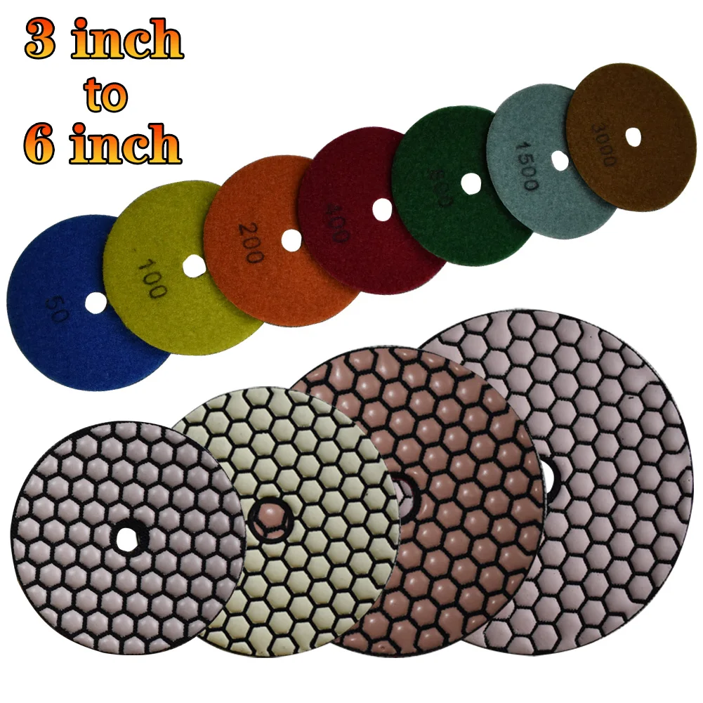 3″ 4″ 5″ 6″ Diamentowe podkładki polerskie Tarcza polerska na sucho i na mokro do szlifowania marmuru Granit…