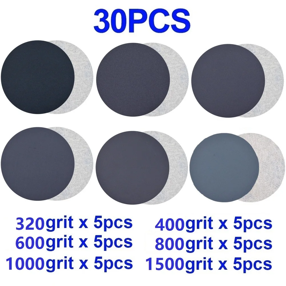 30 szt. 3-calowych tarcz szlifierskich 75 mm Papier ścierny na mokro/sucho o ziarnistości 320, 400, 600, 800…