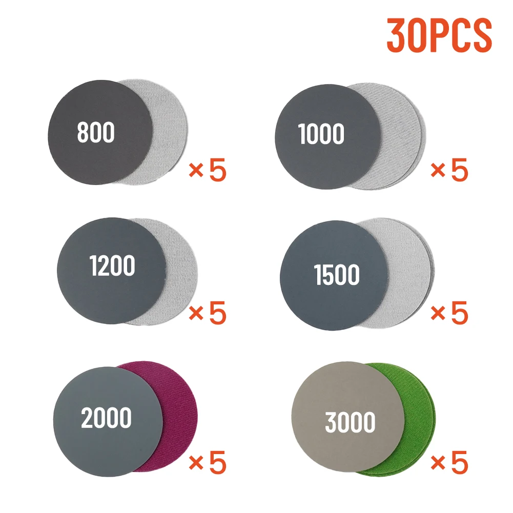 30szt Papier ścierny wodny/suchy 3 cale 75mm Tarcza szlifierska z haczykiem i pętelką 800 1000 1200 1500 2000… 30szt Papier ścierny wodny/suchy 3 cale 75mm Tarcza szlifierska z haczykiem i pętelką 800 1000 1200 1500 2000…