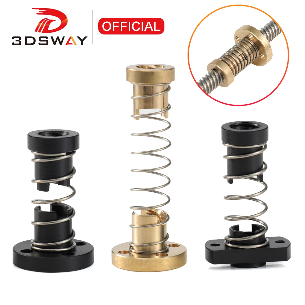 3DSWAY T8 Śruba pociągowa antyzadziorowa Mosiądz/POM Śruba pociągowa z nakrętką sprężynową 2mm/4mm/8mm do… 3DSWAY T8 Śruba pociągowa antyzadziorowa Mosiądz/POM Śruba pociągowa z nakrętką sprężynową 2mm/4mm/8mm do…