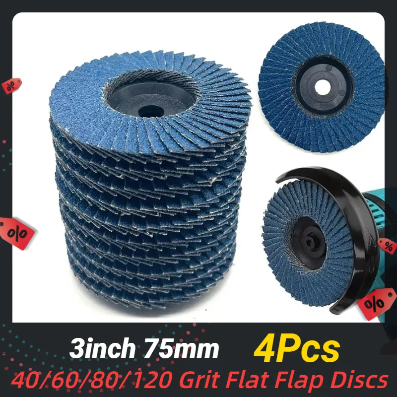 4 szt. 3-calowe płaskie tarcze listkowe 75mm do szlifowania, cięcia drewna, stali węglowej, do szlifierki… 4 szt. 3-calowe płaskie tarcze listkowe 75mm do szlifowania, cięcia drewna, stali węglowej, do szlifierki…