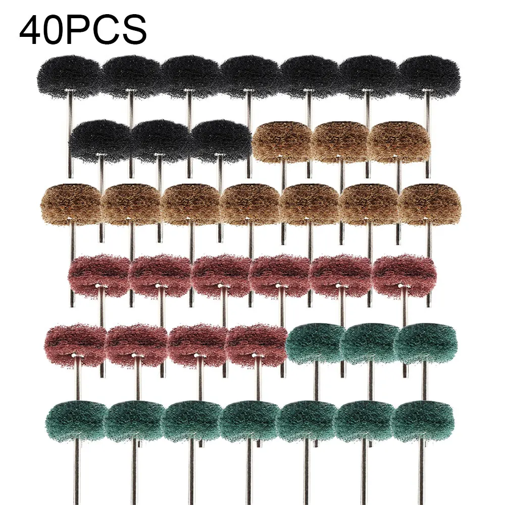 40 sztuk Mini wiertarka szczotka ścierna nylonowa tarcza polerska głowica szlifierska 3mm Shank 180-400Grit…