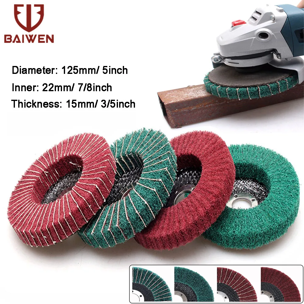 5 Cal Nylon Fiber Flap tarcza polerska szlifierka kątowa tarcza włóknina 125*22mm podkładka do czyszczenia…