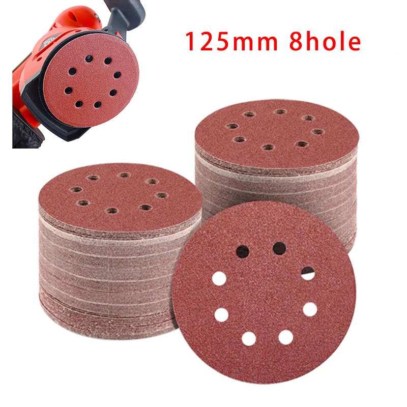 5-calowe 8-otworowe 125mm Krążki Ścierne Papierowe do Szlifowania Drewna Metalu Narzędzie do Polerowania… 5-calowe 8-otworowe 125mm Krążki Ścierne Papierowe do Szlifowania Drewna Metalu Narzędzie do Polerowania…