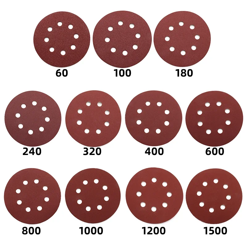 5-calowe 8-otworowe tarcze szlifierskie Papier ścierny z haczykiem i pętelką 125 mm 60 ~ 2000 grysów do…