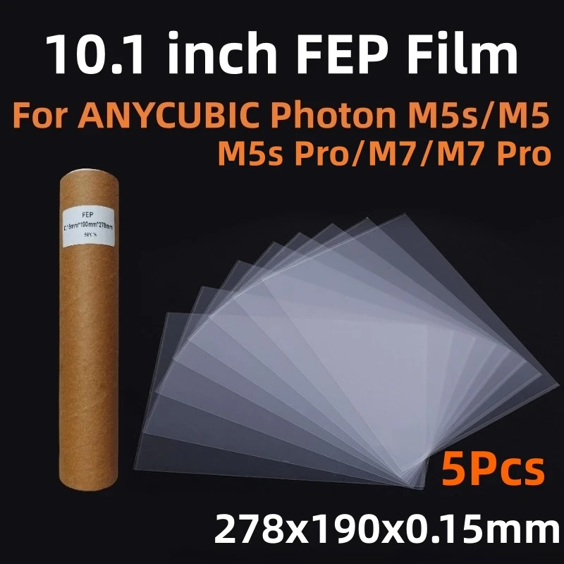 5 szt. folii FEP 10,1 cala 278x190x0,15mm do drukarek 3D ANYCUBIC Photon Mono M5s M5 M5s Pro M7 M7 Pro z… 5 szt. folii FEP 10,1 cala 278x190x0,15mm do drukarek 3D ANYCUBIC Photon Mono M5s M5 M5s Pro M7 M7 Pro z…