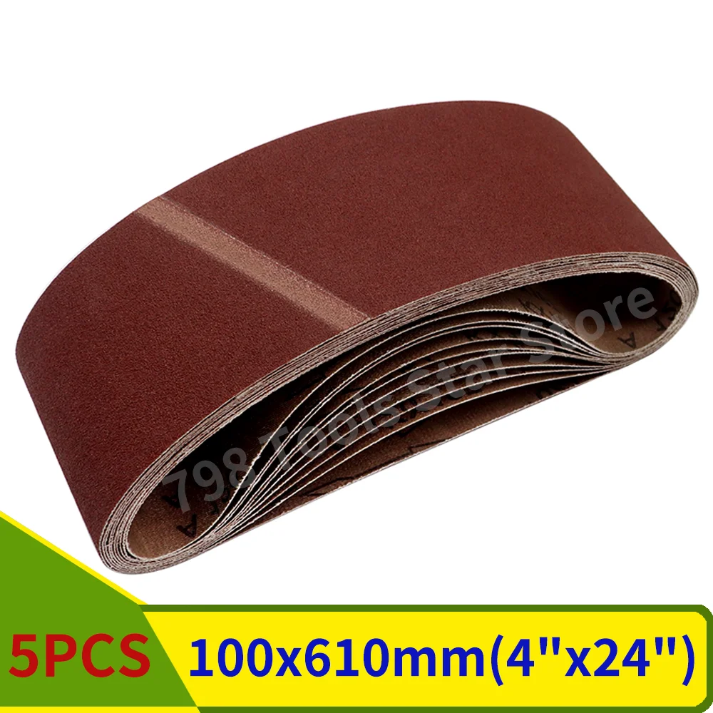5 sztuk 610*100mm pasy szlifierskie 40-1000 grys drewno miękki metal papier ścierny do polerowania taśmy…