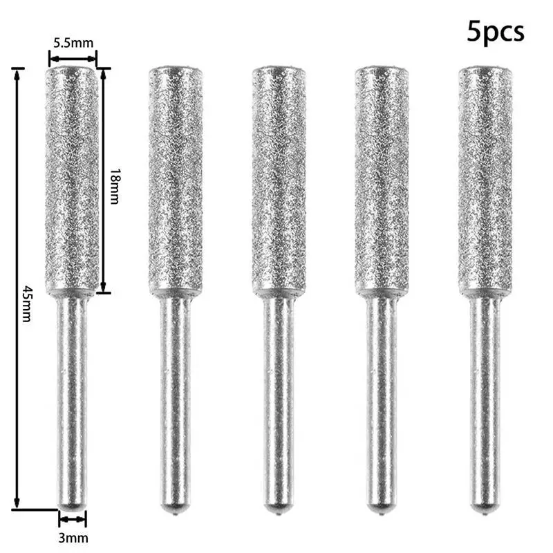 5 sztuk pokryty diamentem cylindryczny zadzior 4.0mm 4.8mm 5.5mm ostrzałka do pił łańcuchowych kamień pilnik…
