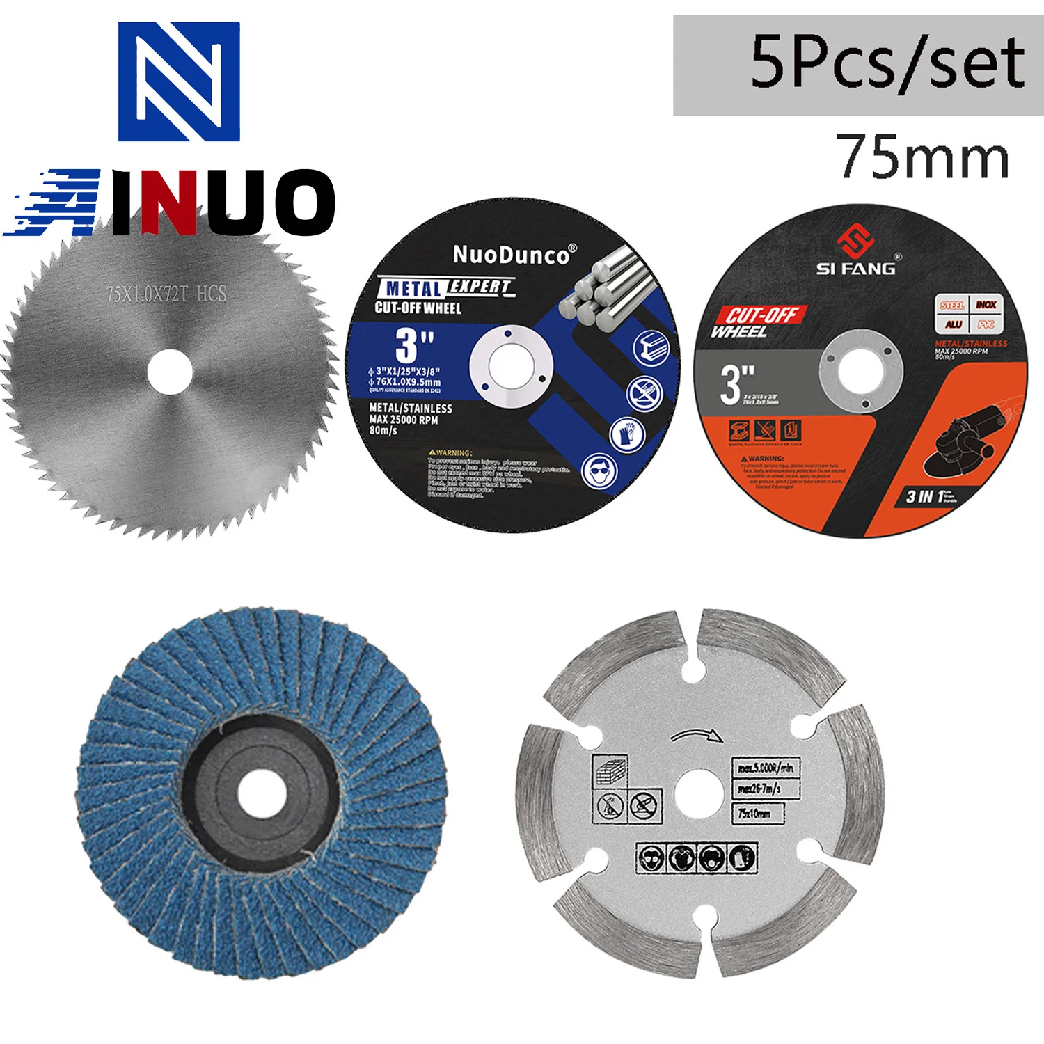 5 sztuk / zestaw 75 mm tarcza tnąca Ściernica 3 „Koło odcinające Drewno Metal Kamień do cięcia Piła tarczowa…
