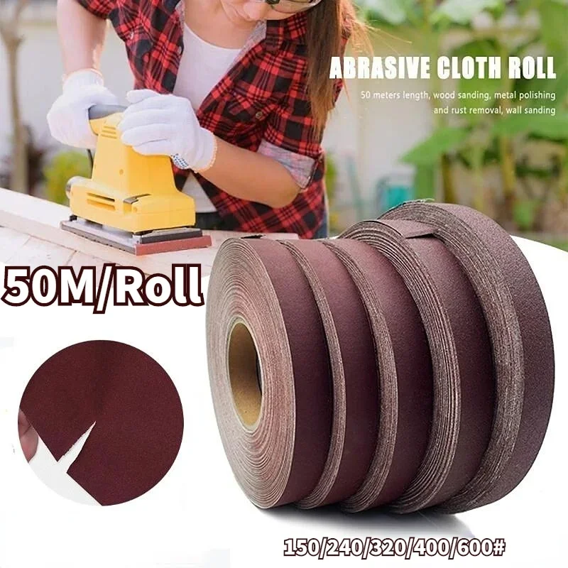 50M/Roll 150/240/320/400/600 Grit Papier ścierny do polerowania Rolka szmerglowa do narzędzi szlifierskich…