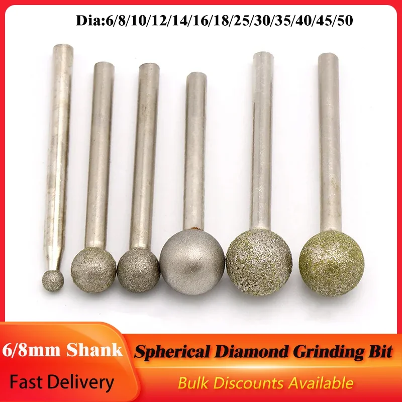 6-50mm kulista diamentowa głowica szlifierska 6/8mm Shank okrągła sferyczna polerowanie zadziorów Emery igła…