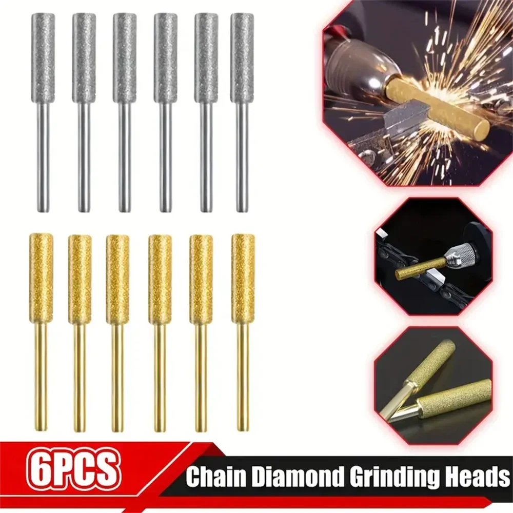 6 sztuk cylindryczne zadziory powlekane diamentem 4/4.8/5.5mm ostrzałka do pił łańcuchowych kamień pilnik do…