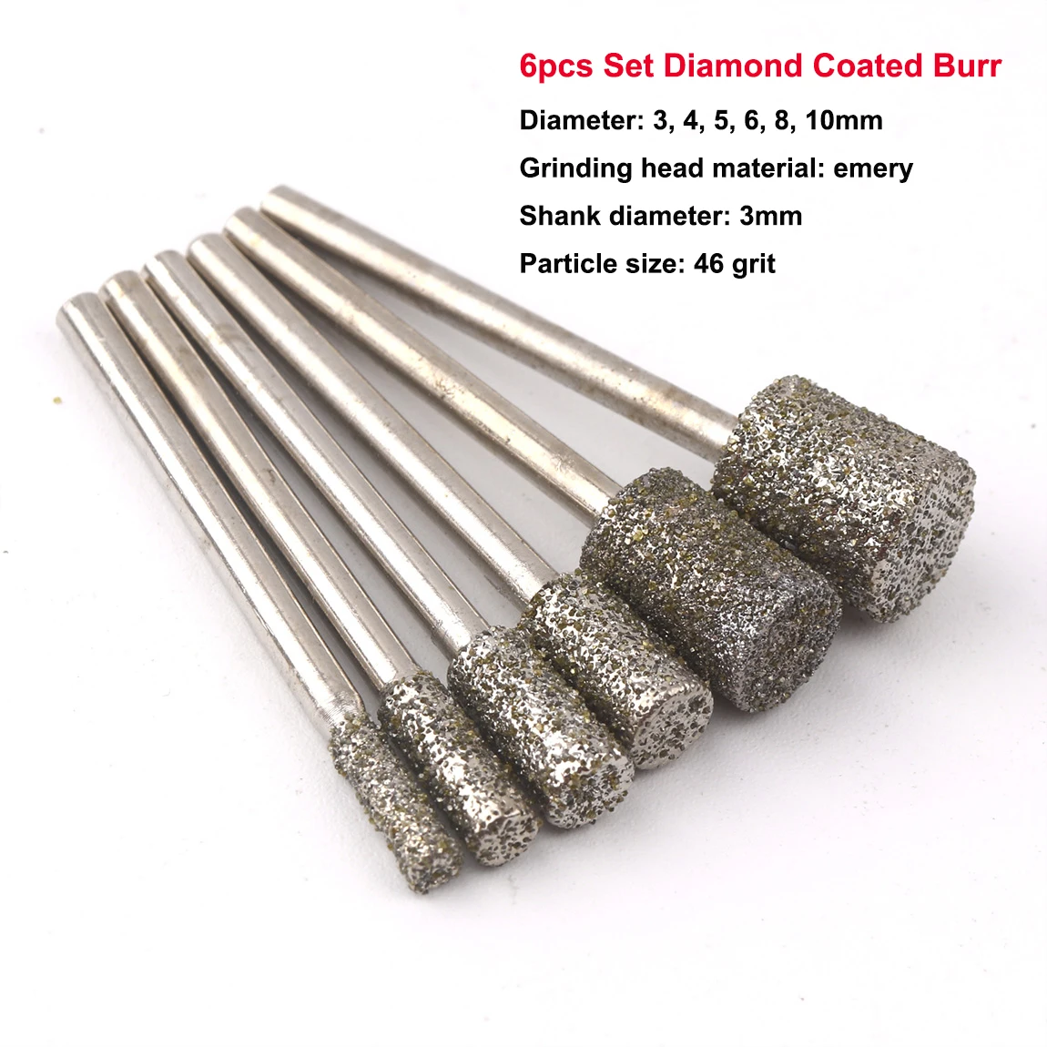 6 sztuk zestaw zadziorów diamentowych szlifowanie grawerowanie Bit 3mm trzonek cylindryczny pilnik obrotowy do… 6 sztuk zestaw zadziorów diamentowych szlifowanie grawerowanie Bit 3mm trzonek cylindryczny pilnik obrotowy do…