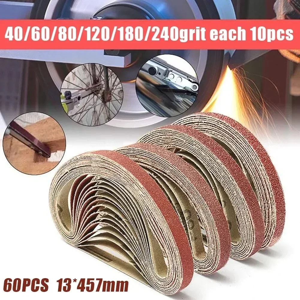 60 szt. Pasów Ściernych 13 X 457 mm, Gradacja 40/60/80/120/180/240, Narzędzia i Akcesoria do Szlifowania…