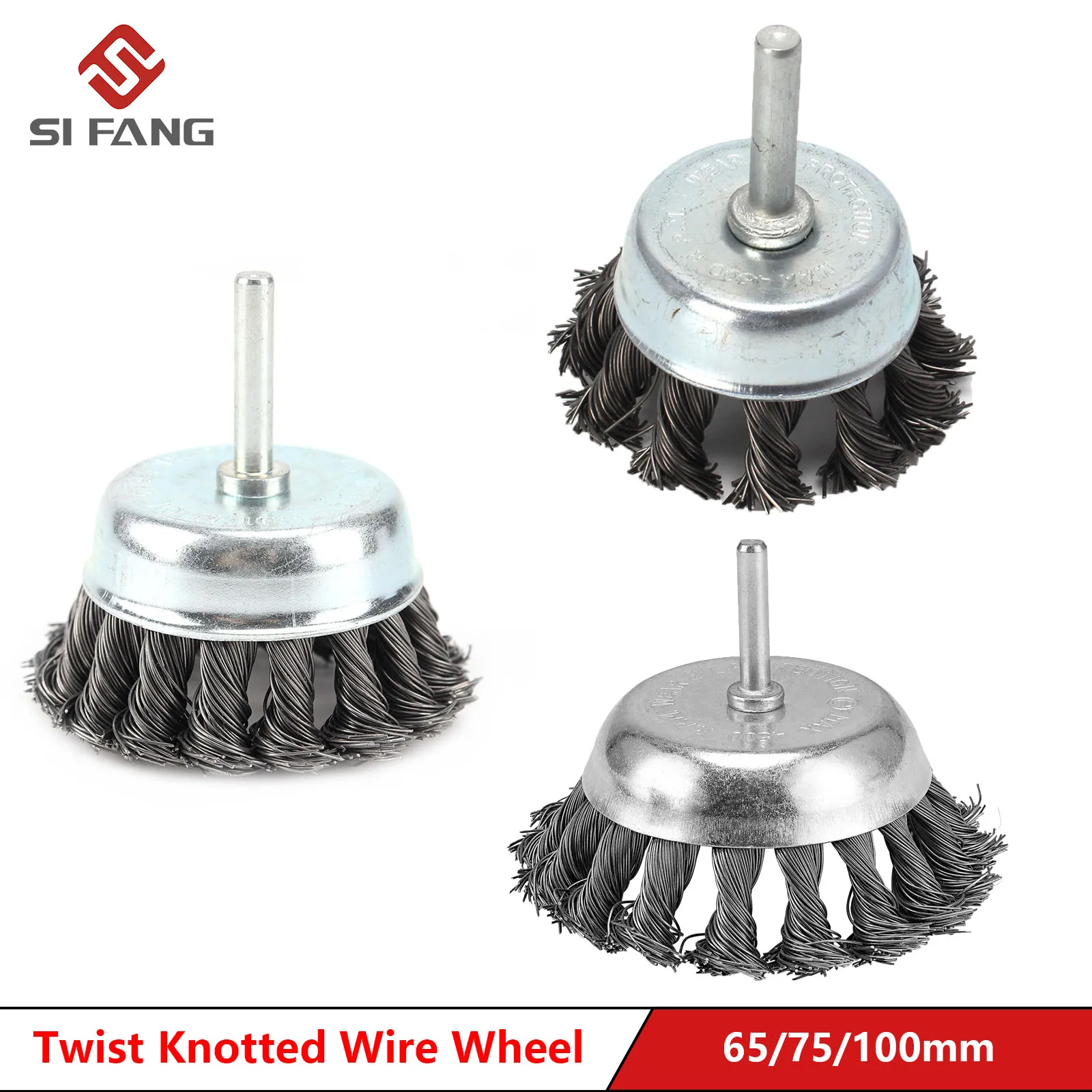 65/75/100mm Twist wiązane druciane koło szczotka do kubków koniec szczotki do wiertła zamontowane 6mm idealne…