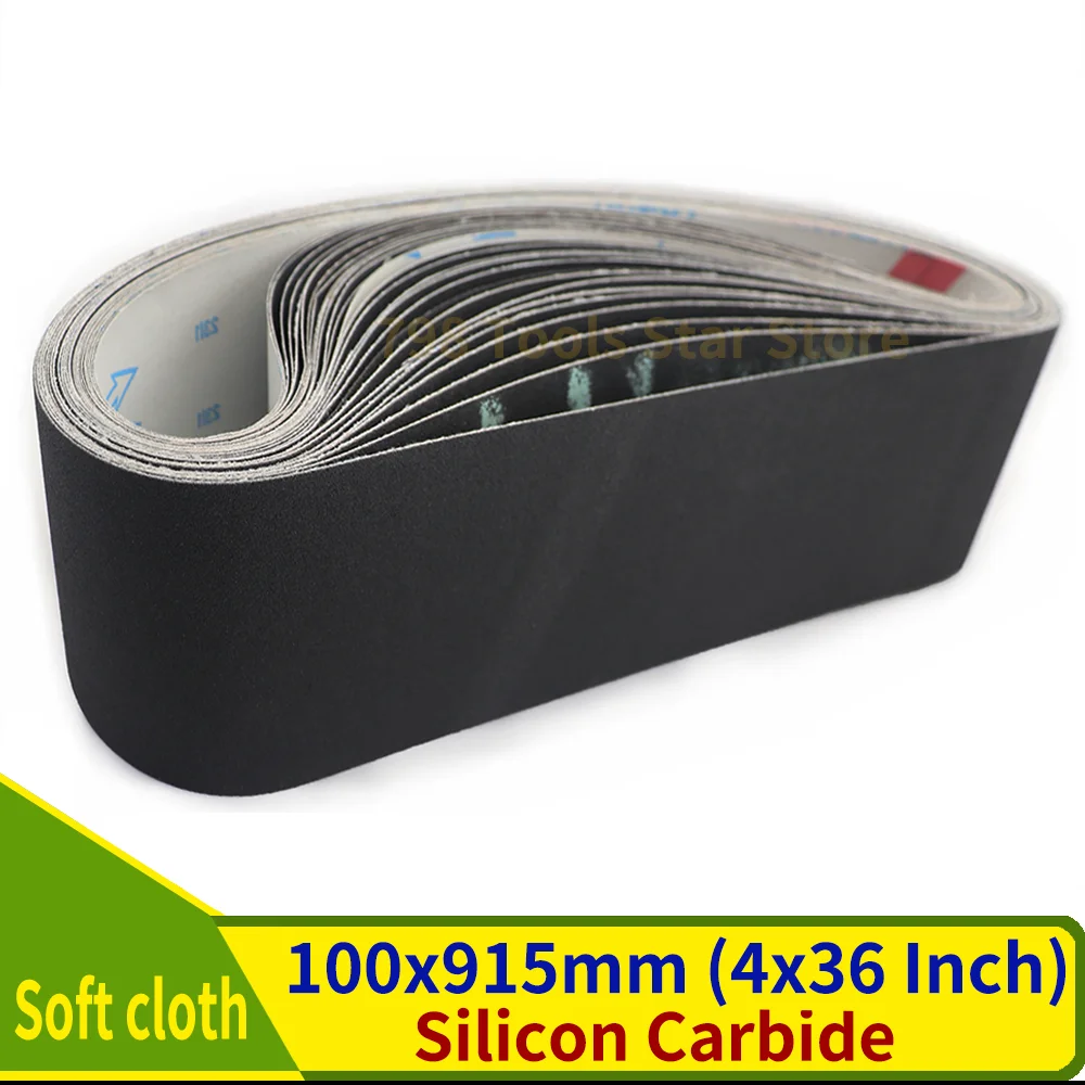 7 szt. 915x100mm silikonowy pasek szlifierski karbowany, P60-1000 żwir suchy na mokro podwójny elastyczny…