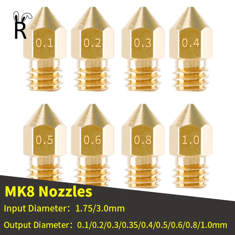 Akcesoria do drukarek 3D MK8 Dysza mosiężna 0,1 mm-1,0 mm do materiałów eksploatacyjnych 1,75/3,0 mm CR10…