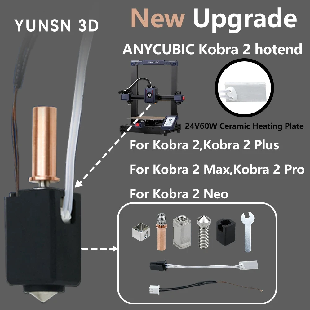 Aktualizacja dla zestawu Hotend Anycubic Kobra 2, wkład grzejny termistora 0,4 mm drukuj gorący koniec dla…