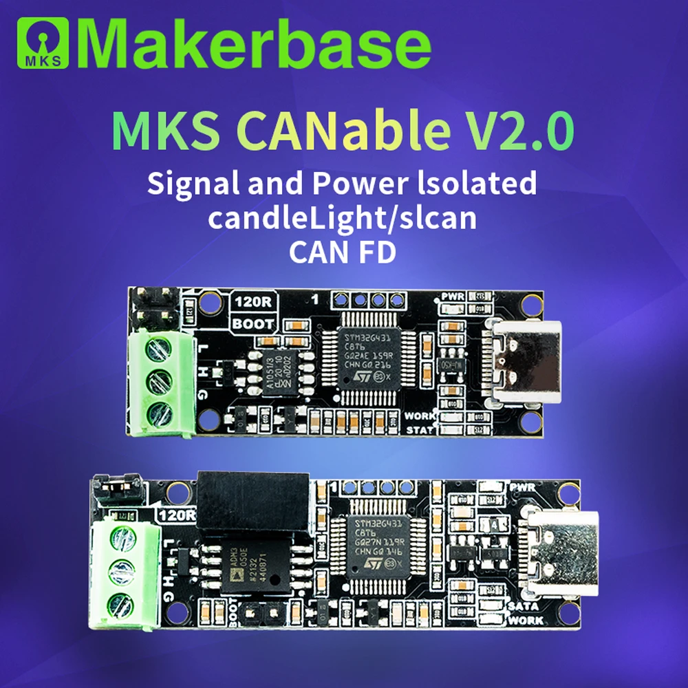 Analizator adaptera CANable 2.0 USB na CAN firmy Makerbase CANFD slcan SocketCAN CANdleLight klipper