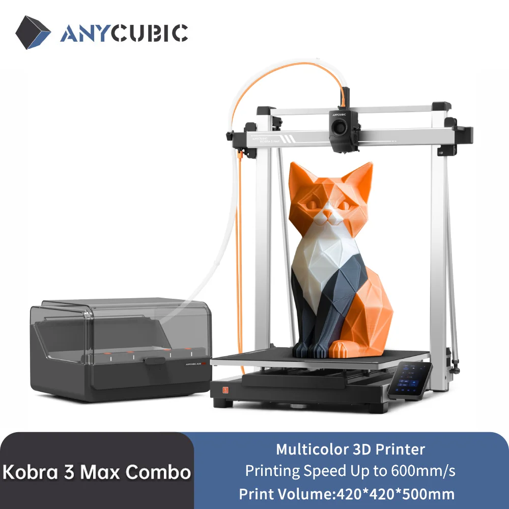 ANYCUBIC Kobra 3 Max Wielokolorowa Drukarka 3D z Prędkością Druku do 600mm/s, Podwójny Ekstruder z… ANYCUBIC Kobra 3 Max Wielokolorowa Drukarka 3D z Prędkością Druku do 600mm/s, Podwójny Ekstruder z…