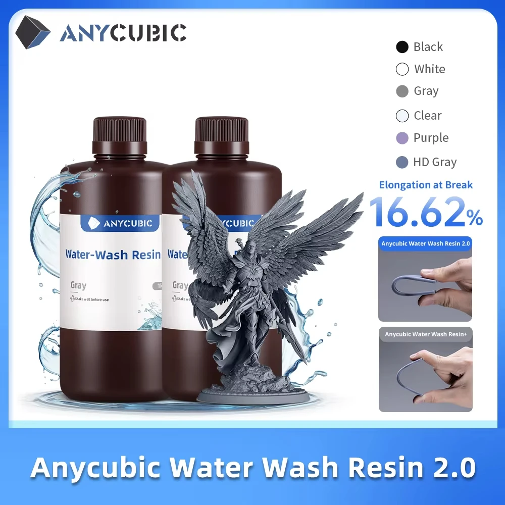 Anycubic Water-Wash Resin Drukarki 3D Żywica zmywalna w wodzie 365-405nm do drukowania LCD DLP Photon M3 Plus… Anycubic Water-Wash Resin Drukarki 3D Żywica zmywalna w wodzie 365-405nm do drukowania LCD DLP Photon M3 Plus…