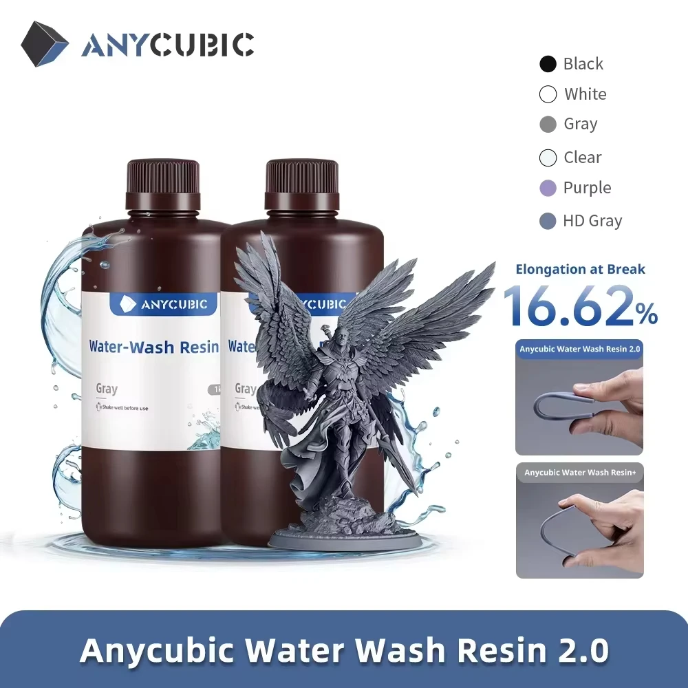 ANYCUBIC Żywica do mycia wodą do drukarki LCD 3D Wysoka precyzja Niski zapach Niska lepkość Drukowanie 3D…