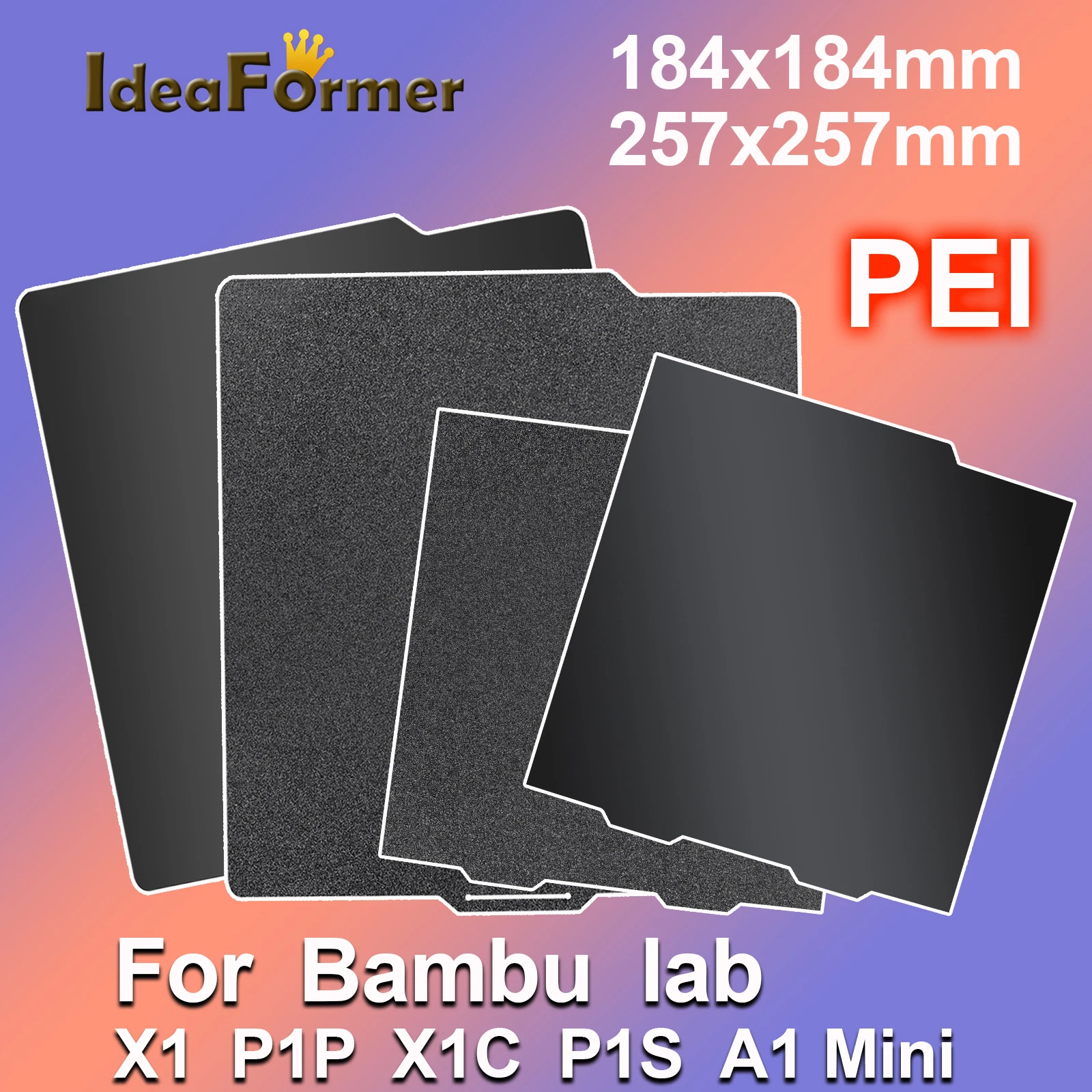 Arkusz PEI czarny 184X184mm/257X257mm do Bambu Lab X1/P1/A1/A1mini, dwustronna, gładka powierzchnia, stal… Arkusz PEI czarny 184X184mm/257X257mm do Bambu Lab X1/P1/A1/A1mini, dwustronna, gładka powierzchnia, stal…