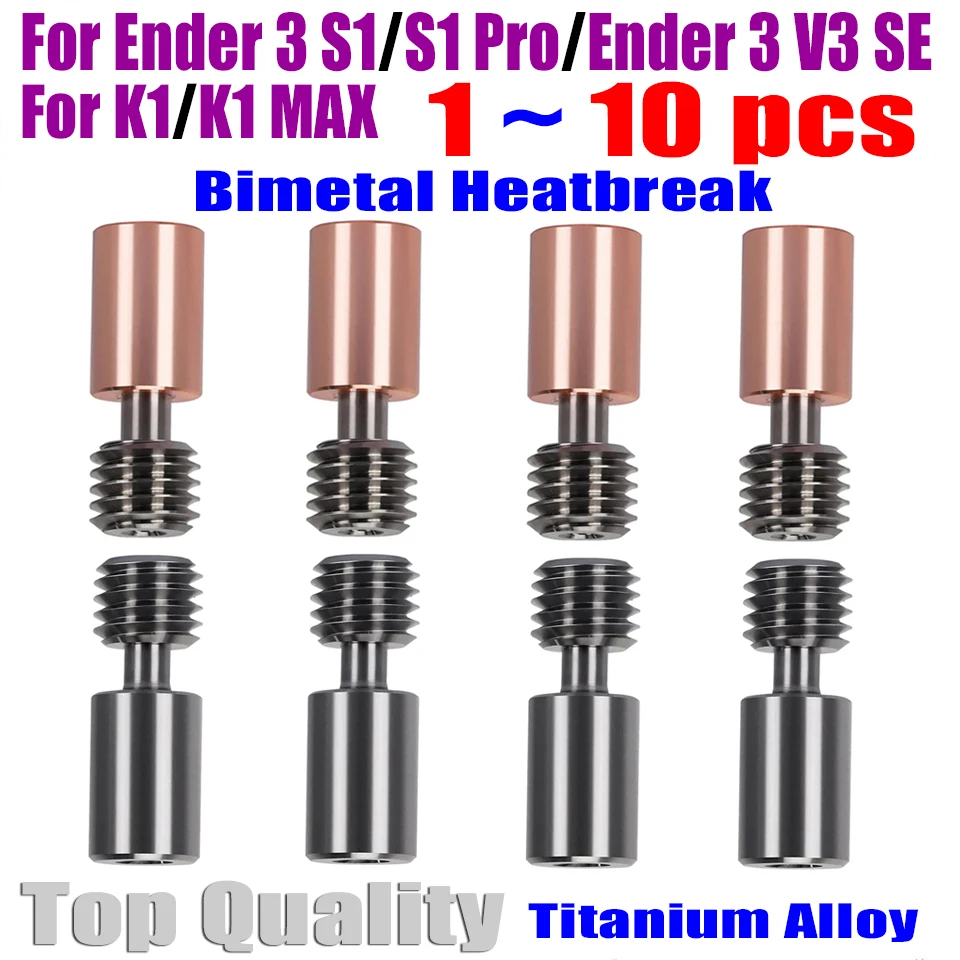 Bimetal HeatBreak do drukarki 3D Ender 3 S1 Throat Ender 3 S1 Pro Bimetal Throat do drukarki 3D Ender 3 V3 SE…