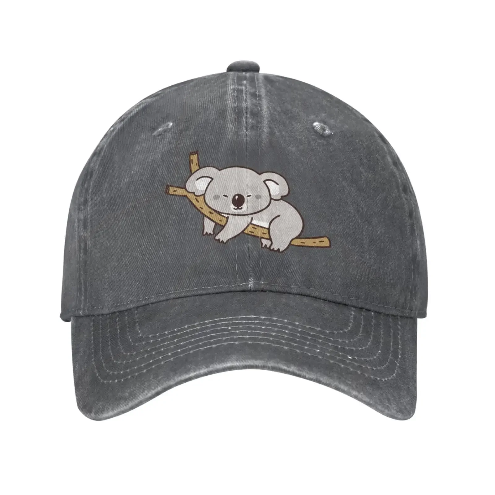 Cartoon Koala Vintage Adjustable Washed Denim Cotton Low Profile Dad Trucker Hat Black Fitted Baseball Cap dla mężczyzn Unisex
