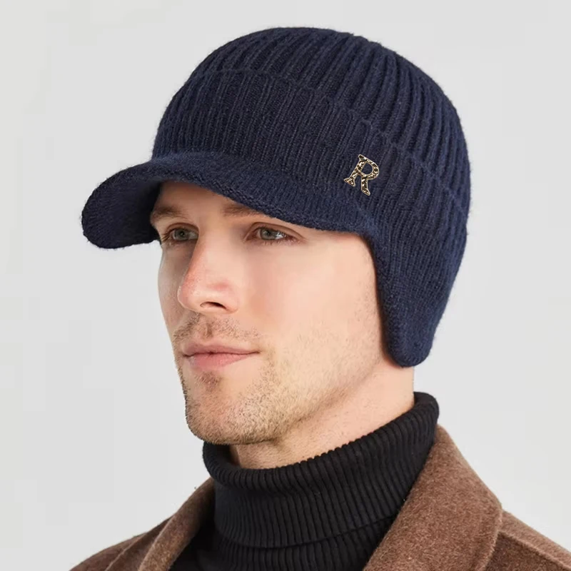 Ciepła zimowa czapka beanie z ochroną uszu, unisex, casualowa, podszyta polarem, wiatroodporna, miękka, uniwersalna, odpowiednia do codziennych dojazdów