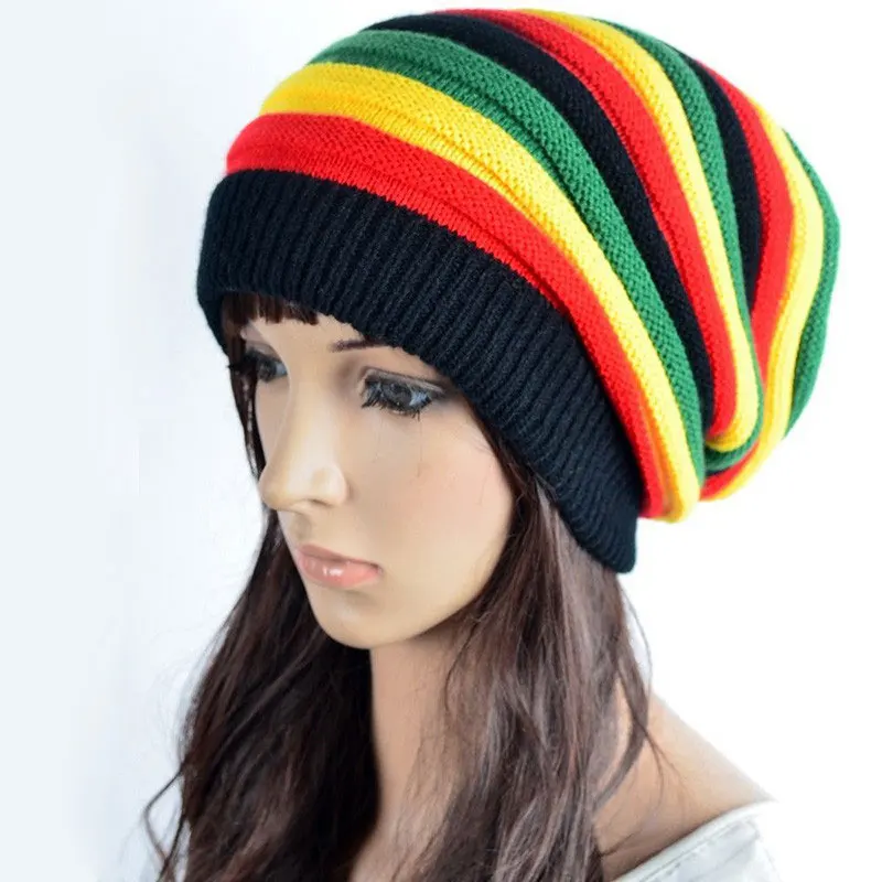 Ciepłe czapki Jamajka Reggae Gorro Rasta Style Cappello Hip Pop Męska zimowa czerwona żółta zielona czarna modna damska czapka z dzianiny