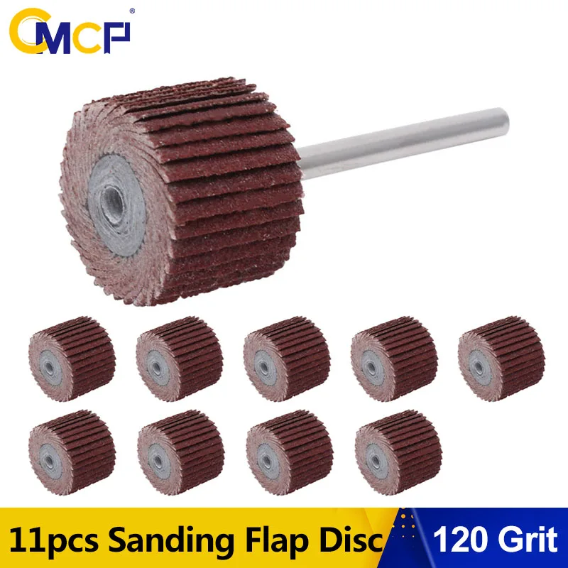 CMCP papier ścierny 10 sztuk 120 Grit szlifierska tarcza listkowa z trzpieniem 3.0mm tarcza ścierna migawka…