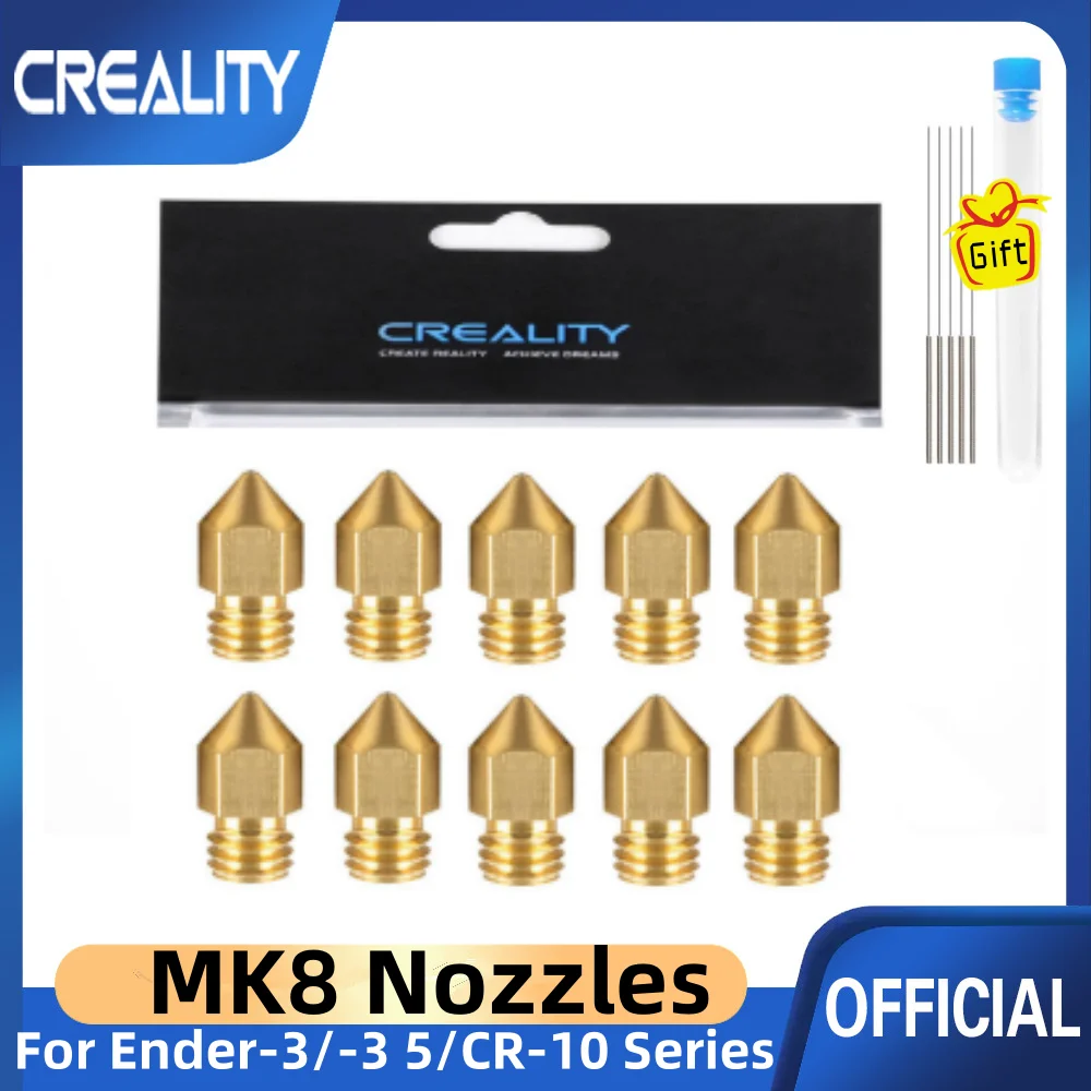 Creality 10 sztuk drukarki 3D MK8 dysze mosiężne 0.2/0.3/0.4/0.6/0.8/1.0mm Ender 3 wytłaczarki dysze ze stali…