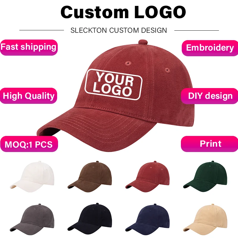 Czapka baseballowa SLECKTON z własnym logo dla mężczyzn i kobiet, haftowane logo, marka DIY, nadruk obrazu, głęboka czapka, sprzedaż hurtowa Czapka baseballowa SLECKTON z własnym logo dla mężczyzn i kobiet, haftowane logo, marka DIY, nadruk obrazu, głęboka czapka, sprzedaż hurtowa