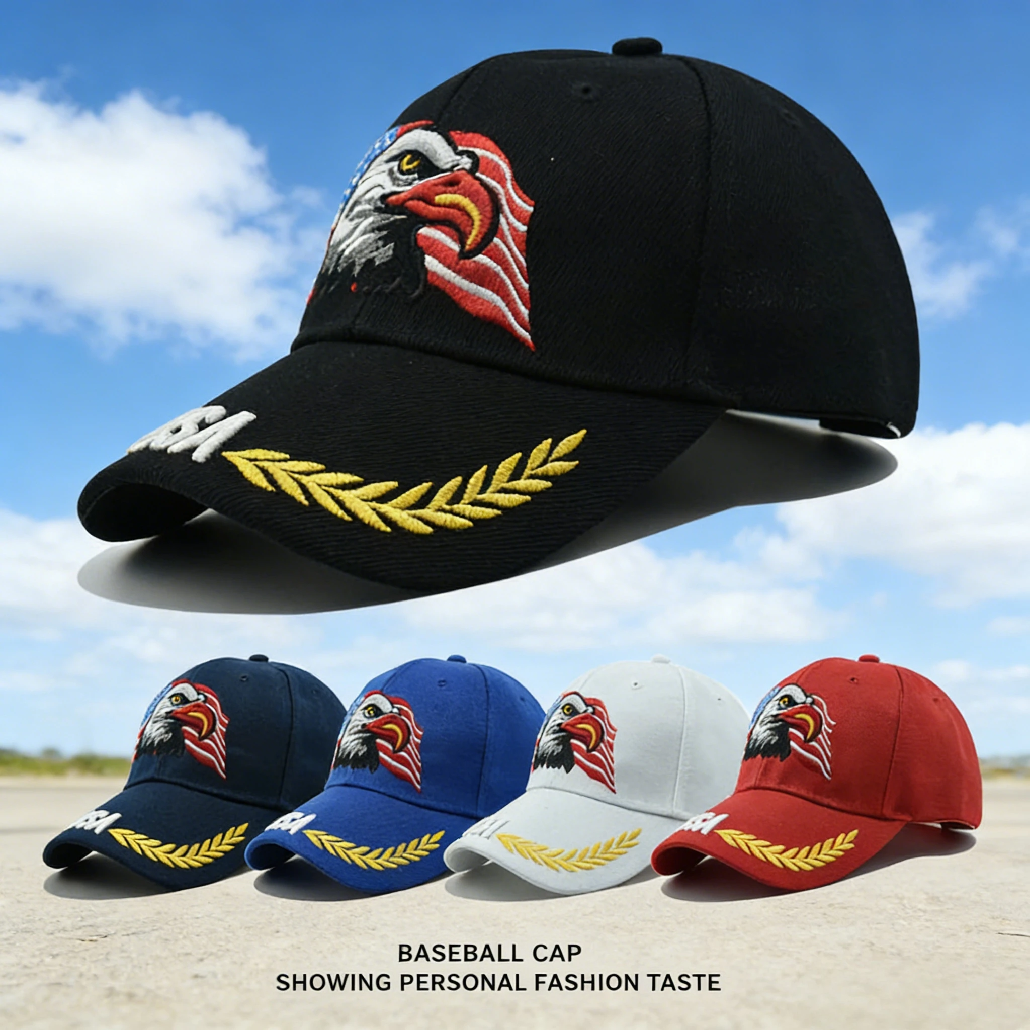 Czapka baseballowa z haftem orła i flagi amerykańskiej, klasyczna czapka typu trucker chroniąca przed słońcem dla kobiet, idealna do sportów outdoorowych i na co dzień Czapka baseballowa z haftem orła i flagi amerykańskiej, klasyczna czapka typu trucker chroniąca przed słońcem dla kobiet, idealna do sportów outdoorowych i na co dzień