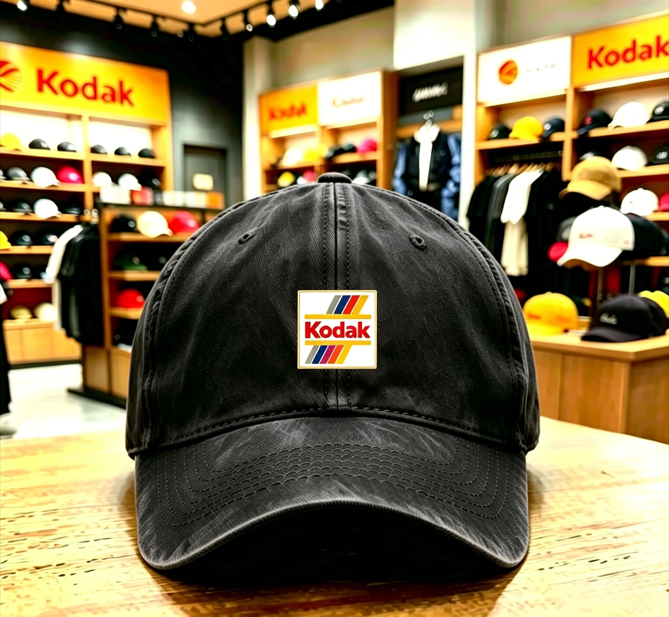 Czapka baseballowa z logo Kodak z efektem sprania, miękka bawełna, regulowana, codzienna czapka przeciwsłoneczna, nadrukowana odzież w stylu koreańskim Czapka baseballowa z logo Kodak z efektem sprania, miękka bawełna, regulowana, codzienna czapka przeciwsłoneczna, nadrukowana odzież w stylu koreańskim