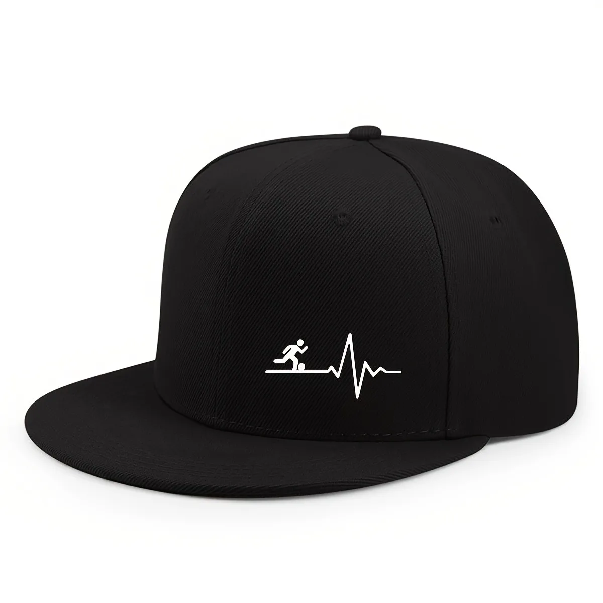 Czapka baseballowa z płaskim daszkiem, regulowana, poliestrowa, w stylu hip-hop, z motywem pulsowania serca piłkarza, typu snapback Czapka baseballowa z płaskim daszkiem, regulowana, poliestrowa, w stylu hip-hop, z motywem pulsowania serca piłkarza, typu snapback
