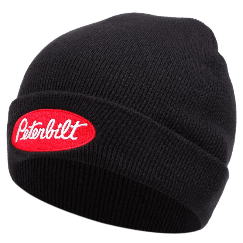 Czapka dziergana Peterbilt, czapka typu beanie, czapka zimowa outdoorowa, czapka narciarska z haftem