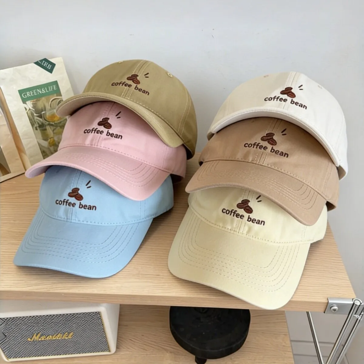Czapka z daszkiem męska/damska, miękka czapka typu dome hat, letnia czapka codzienna chroniąca przed słońcem, czapka z napisem COFFEE BEAN, czapki dla dorosłych, streetwear