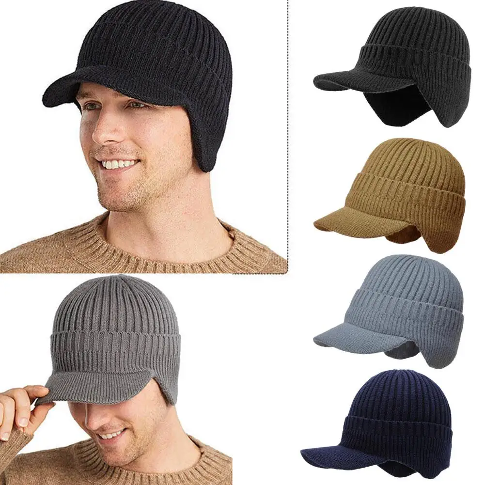 Czapka z daszkiem na zewnątrz Gruba czapka rowerowa z dzianiny Pogrubiona czapka Męska szalik z językiem Wiatroodporna czapka z daszkiem z dzianiny Duck Viso X5J7