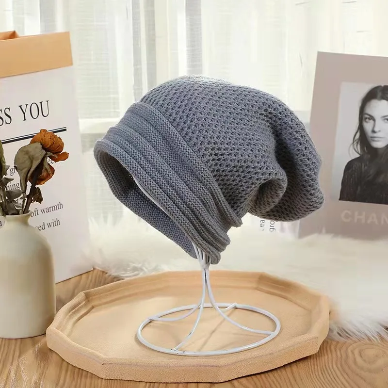 Czapka zimowa typu beanie, luźna, z wełny, dziergana, ciepła, oversize, idealna na narty Czapka zimowa typu beanie, luźna, z wełny, dziergana, ciepła, oversize, idealna na narty