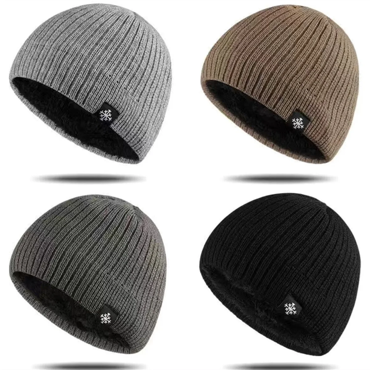 Czapka zimowa unisex z polarową podszewką, dzianinowa, luźna, ciepła, z ochroną uszu, gruba wełniana czapka, wiatroodporna, na zewnątrz, na narty, do wędrówek