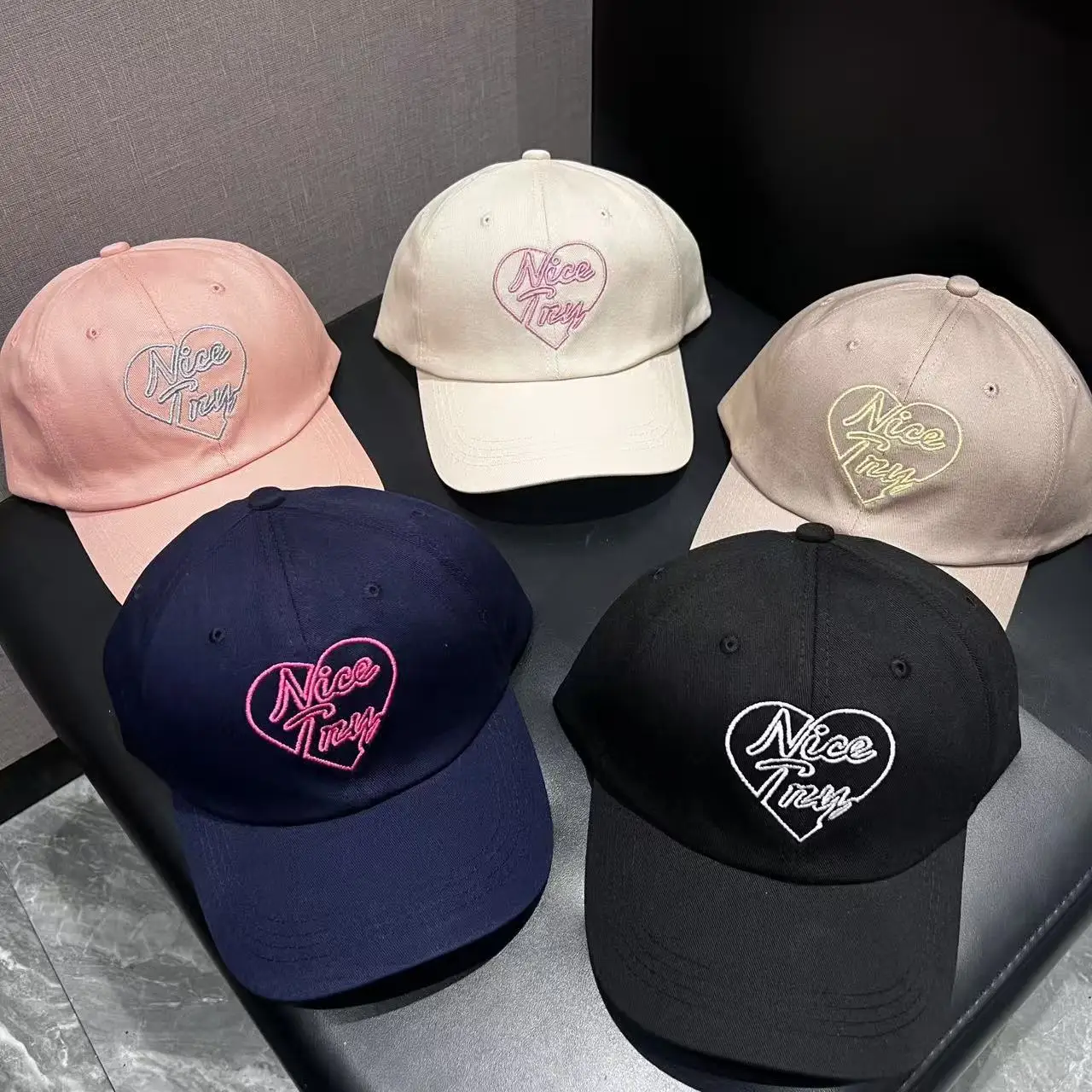 Czapki baseballowe z haftem w kształcie serca, wiosenno-letnie, męskie i damskie, bawełniane, regulowane, codzienne czapki, hip-hop, streetwear, czapki przeciwsłoneczne